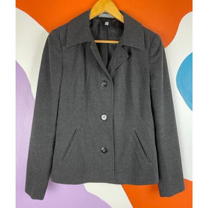 Atelier Jacket Womens 8 Charcoal Gray Notch Lapel Button Front Peacoat Blazer